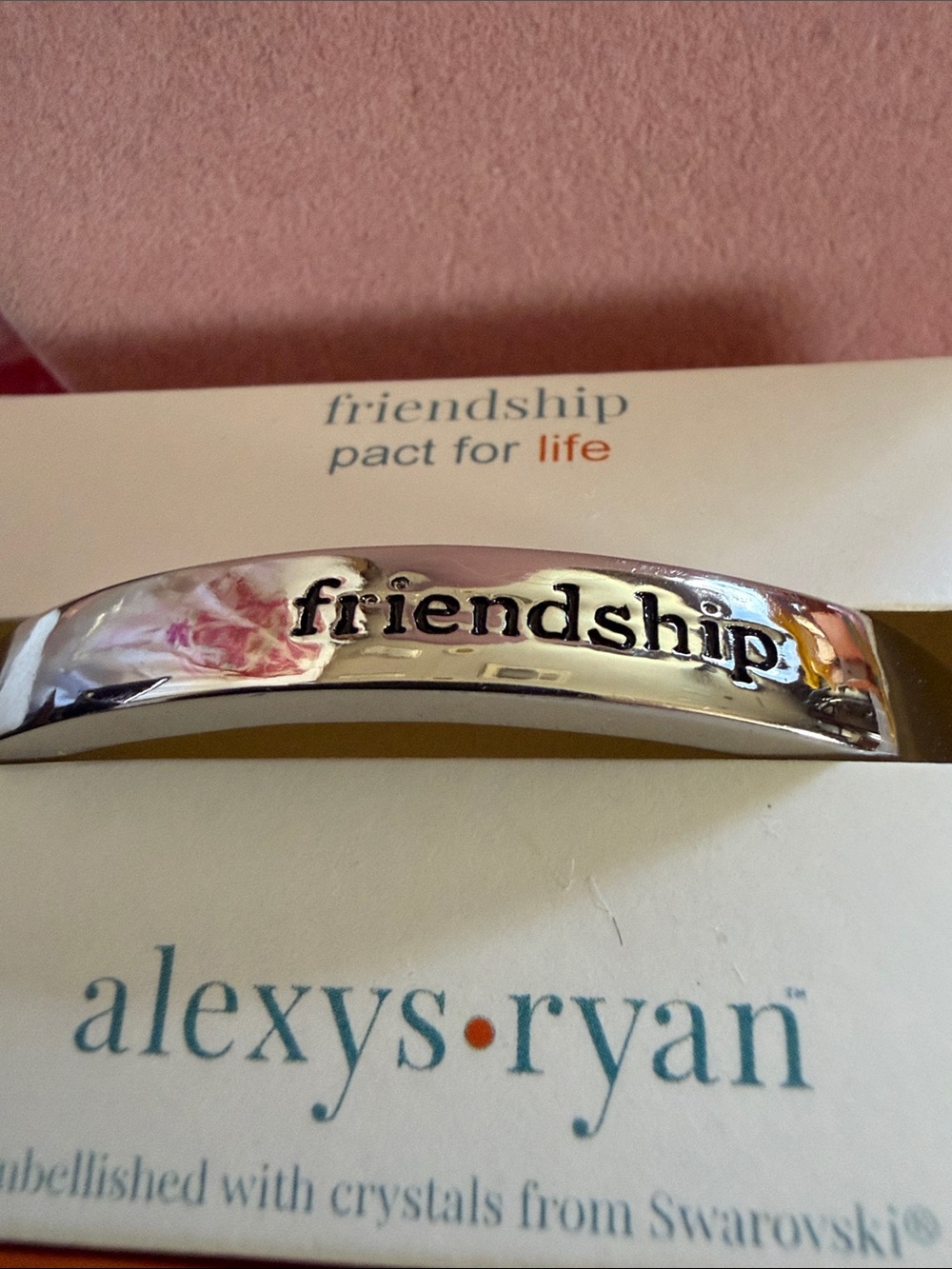 Alexys & Ryan ‘friendship’ Bangle, Silver Tone, Bracelet, 2”X2.5” Oval, (J0290)